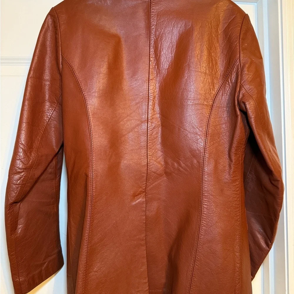 Authentic Original Vintage Style Rust Orange Leather Blazer Jacket - Picture 7 of 15